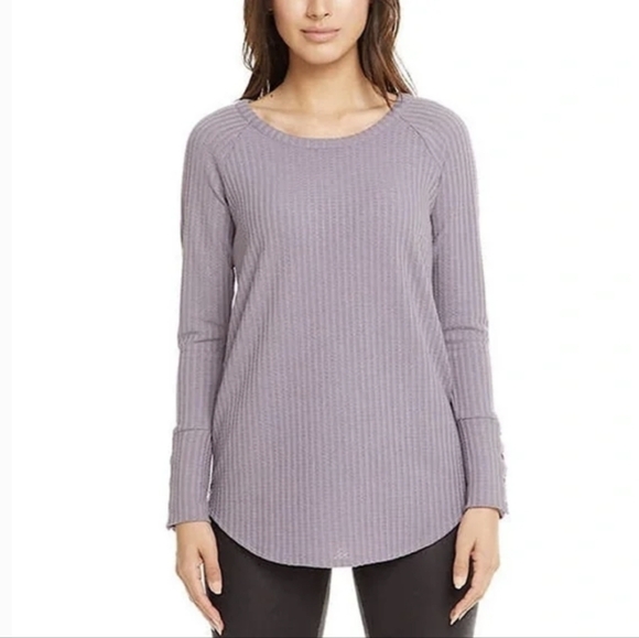 Chaser Long Button Cuff Sleeves Thermal Crew Neck Top Purple Size XL - Picture 1 of 9